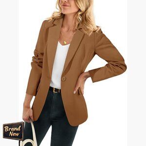 Slim Fit Recycled Polyester Blazer, Open Front, Long Sleeve, Work Office Casual
